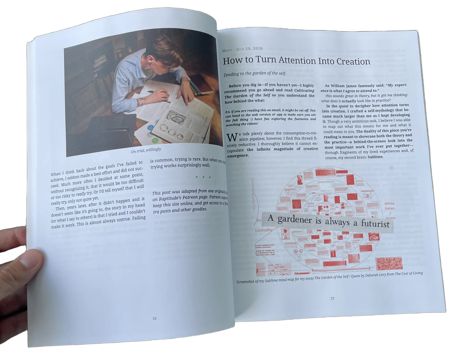 An Offprint magazine lying open at a two-page spread